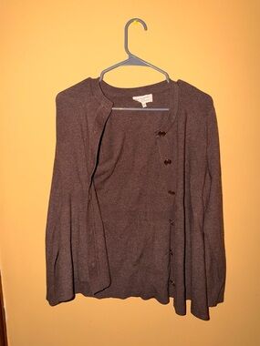 Classic Brown Button-Front Cardigan Sweater